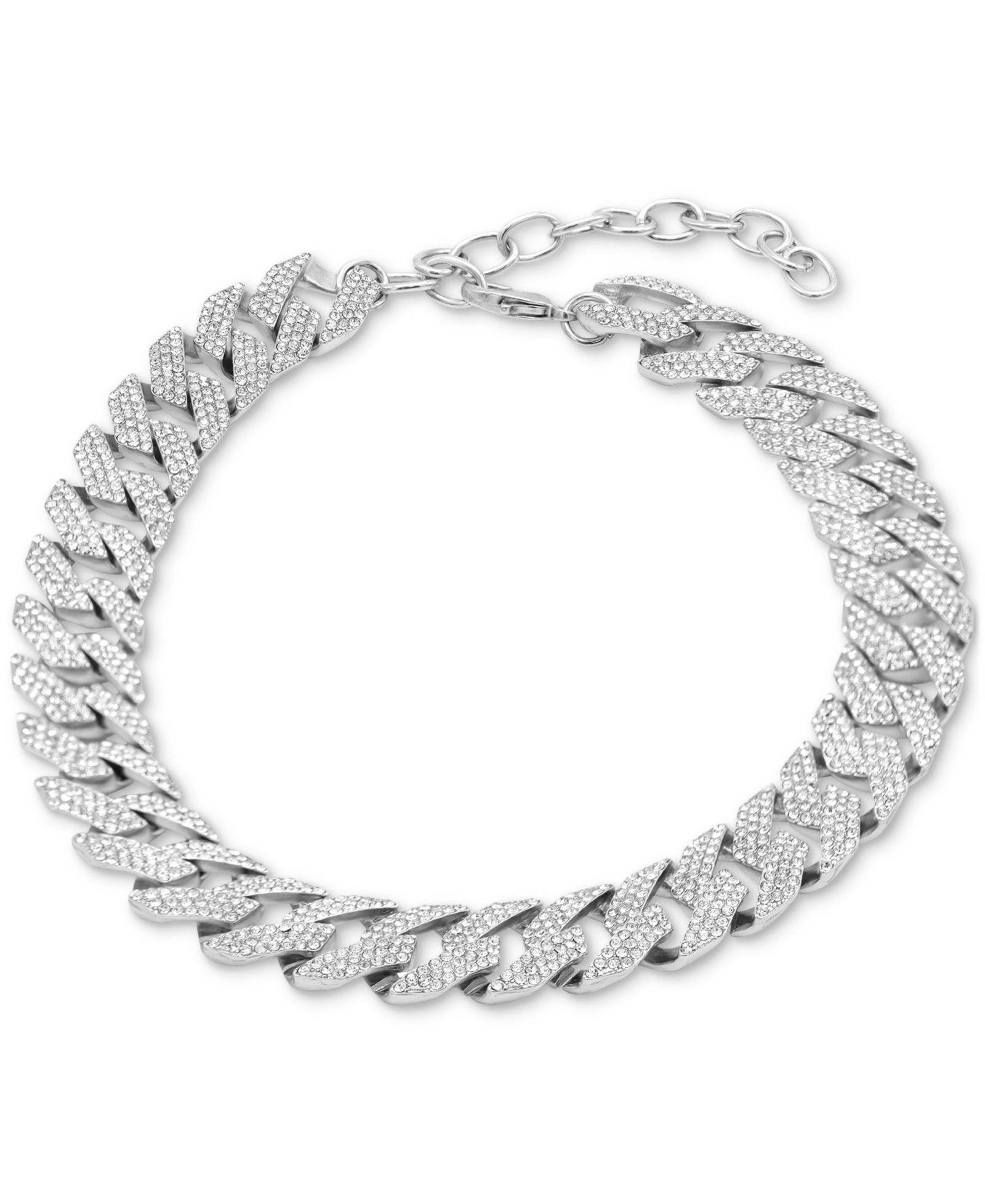 Колье ADORNIA Silver-Tone Crystal Cuban Chain Choker