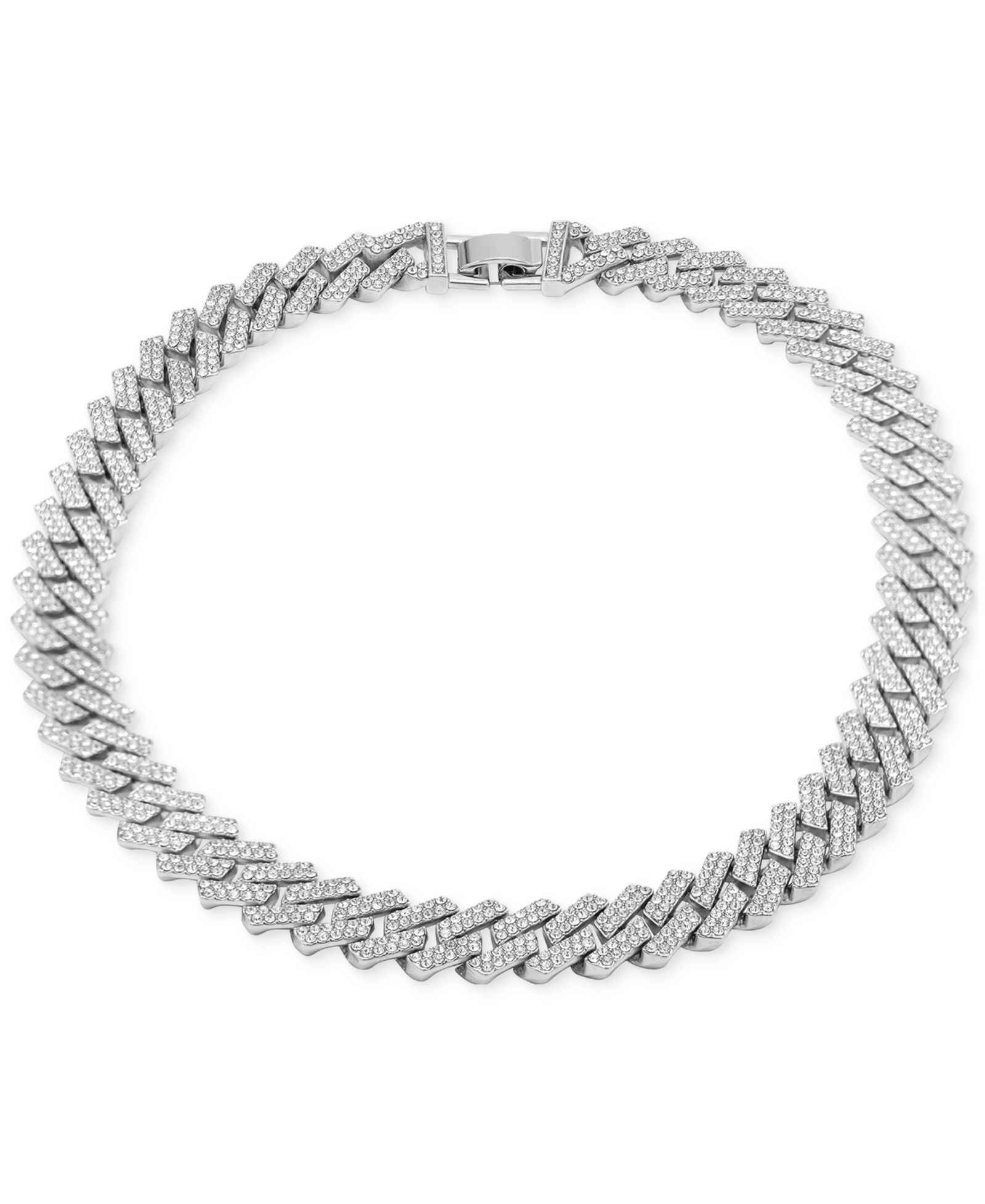 Ожерелье ADORNIA Silver-Tone Edgy Cuban Crystal Chain 18"