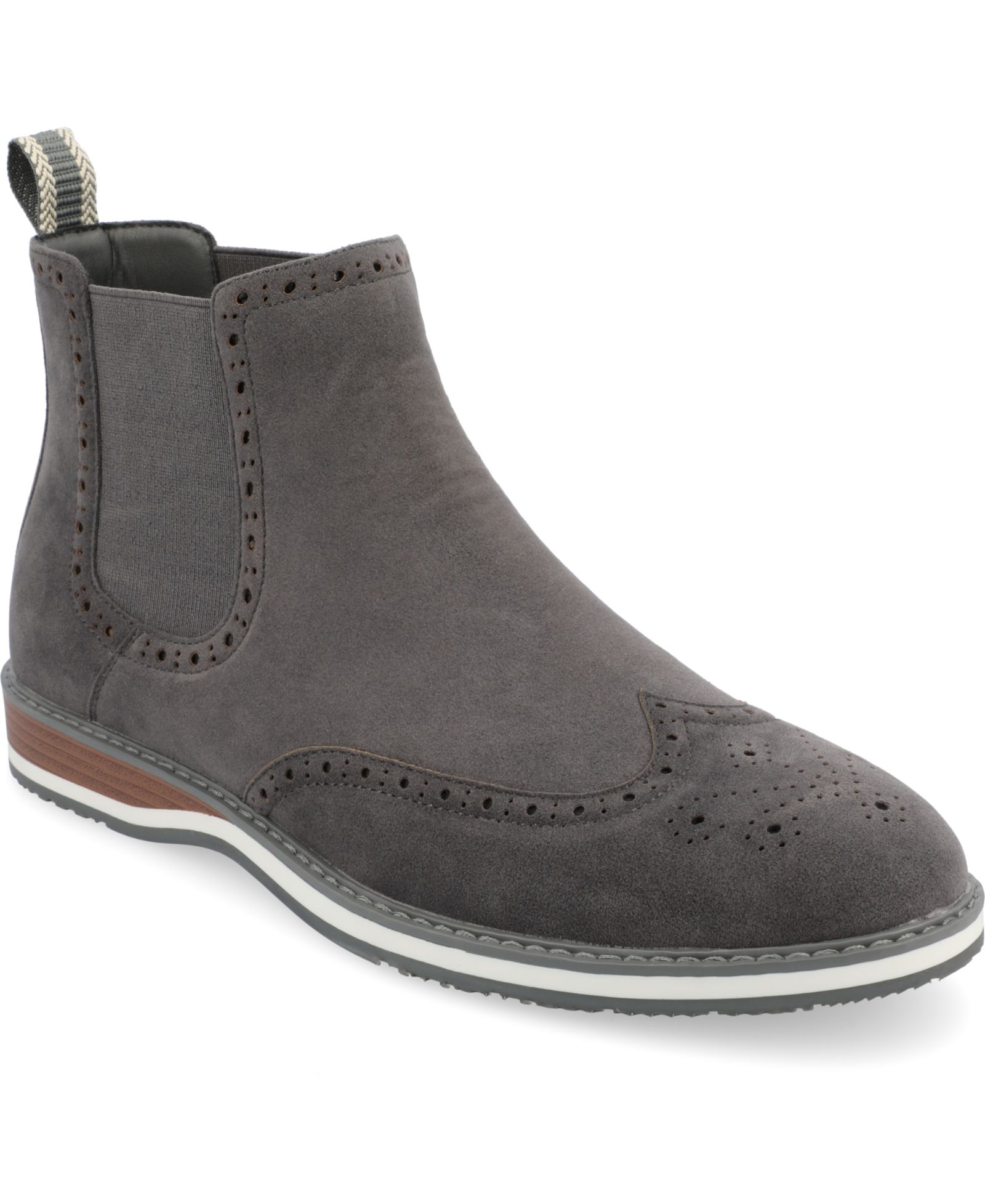 Vance Co. Men's Thorpe Tru Comfort Foam Wingtip Slip-On Chelsea Boots