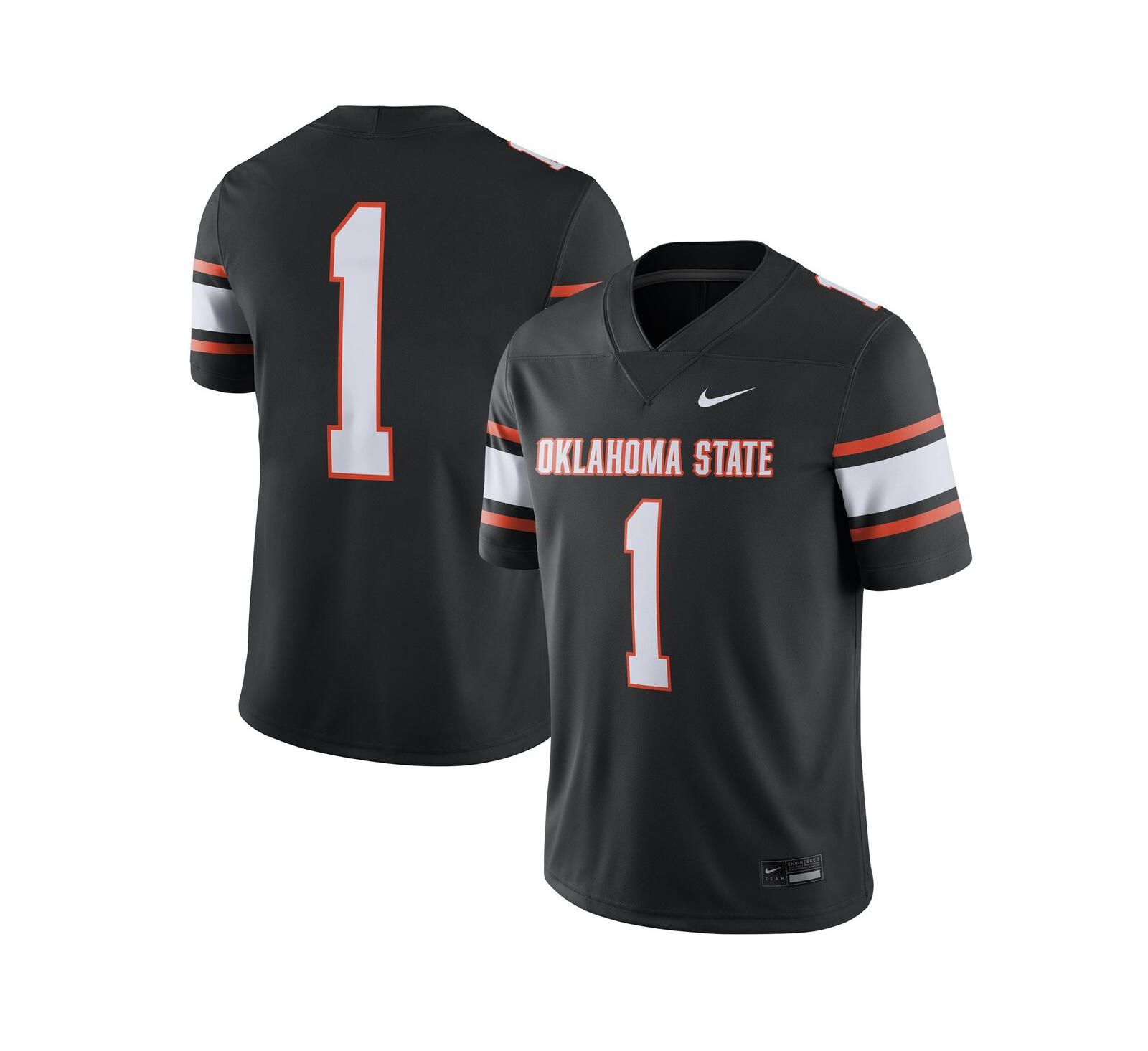 Мужская игровая джерси Nike #1 Black Oklahoma State Cowboys
