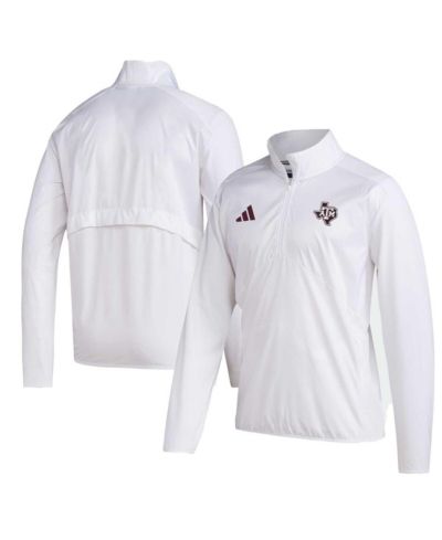 Men's adidas White Texas A&M Aggies Sideline AEROREADY Raglan Sleeve Quarter-Zip Jacket