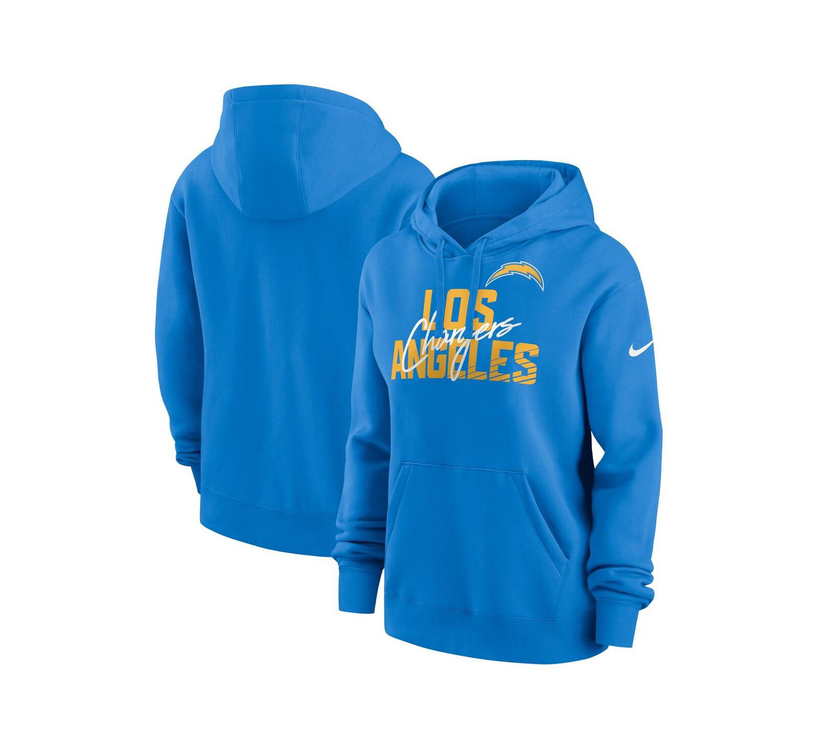 Женская толстовка Nike Powder Blue Los Angeles Chargers Wordmark Club Fleece Pullover Hoodie