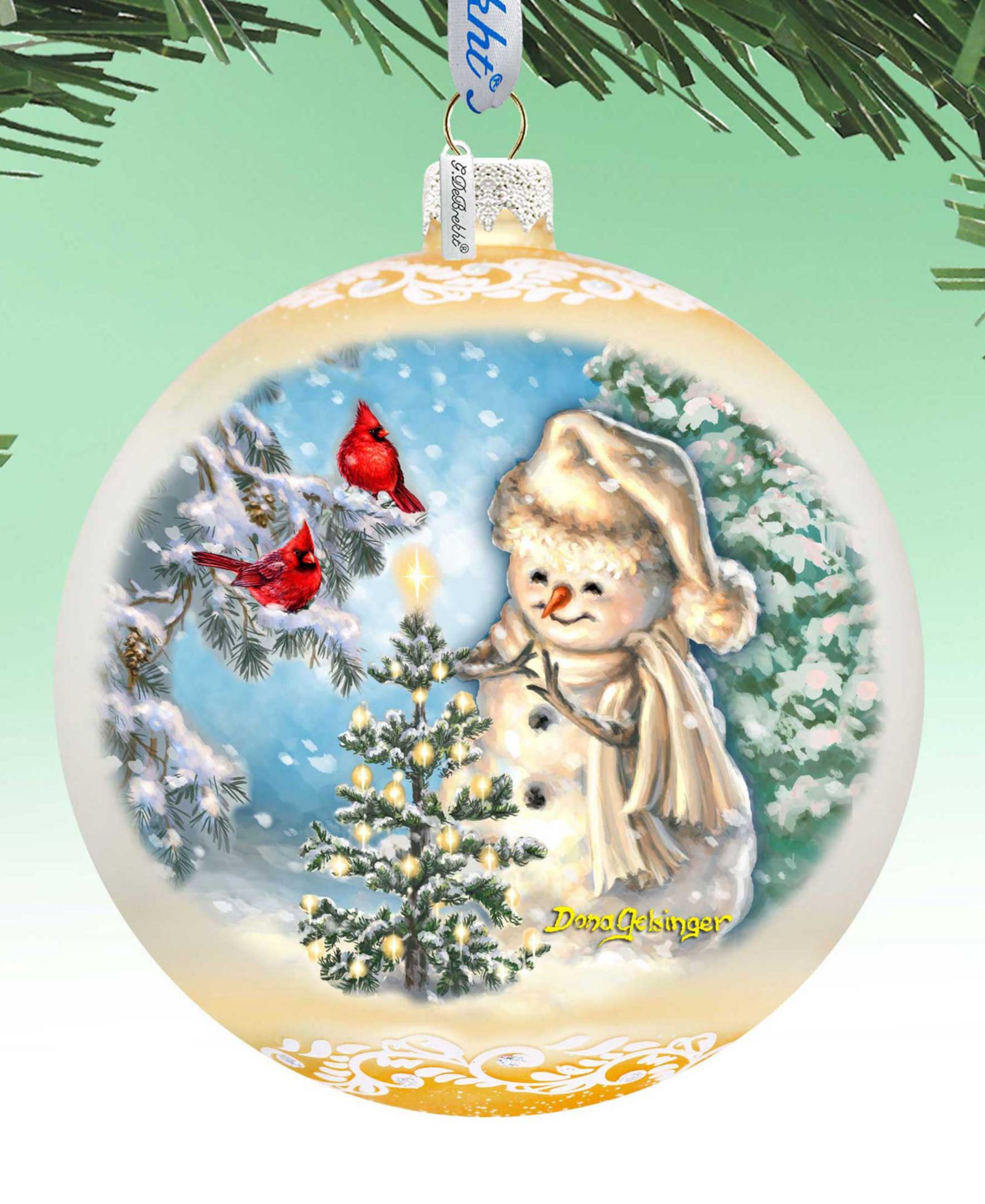 Декоративное украшение Designocracy Glowing Snowman Large Mercury Glass Collectible Ornaments D. Gelsinger