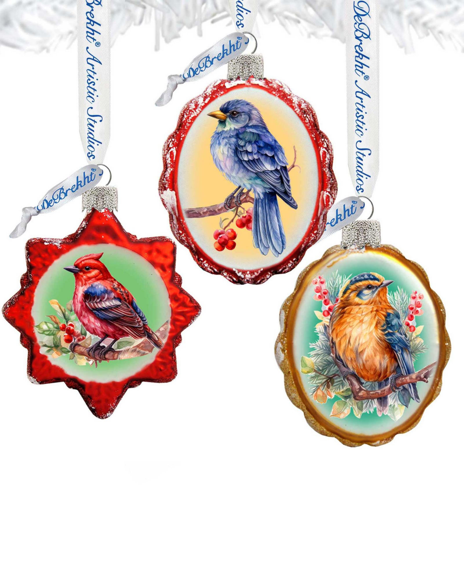 Набор рождественских украшений Designocracy Forest Birds Mercury Glass G. DeBrekht 3 шт.