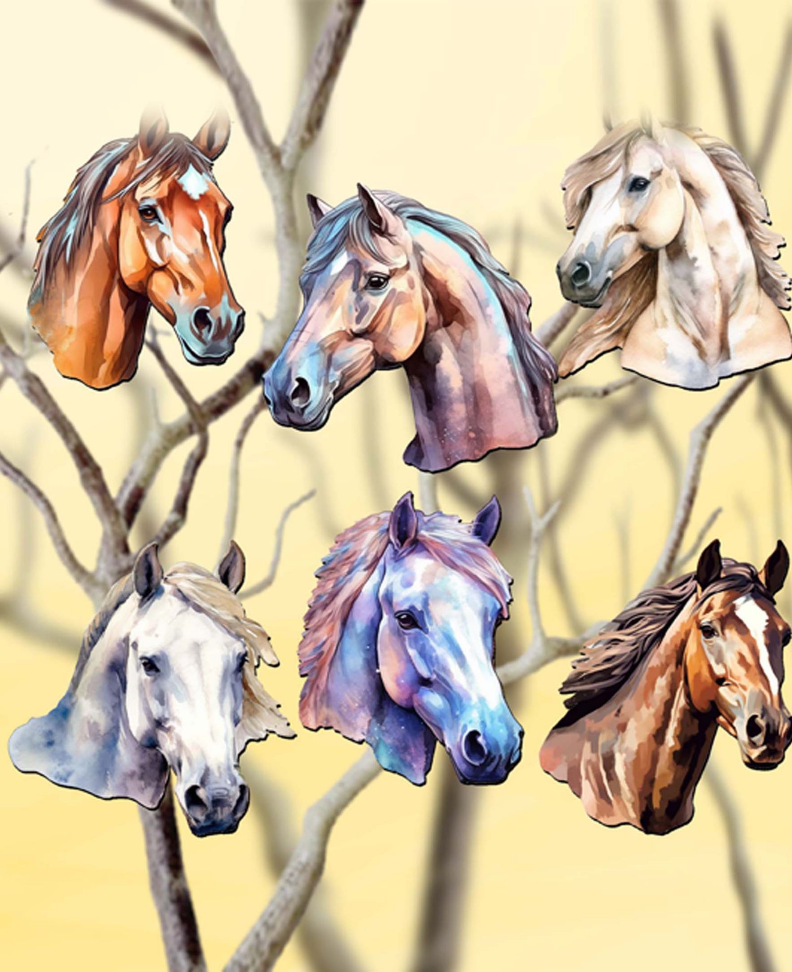 Набор деревянных украшений Designocracy Horses G. DeBrekht