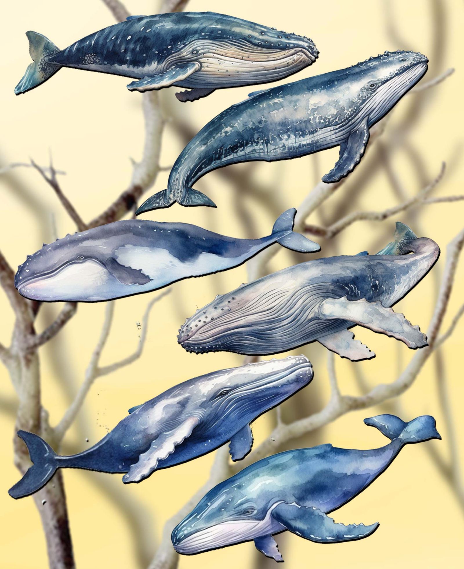 Набор деревянных украшений Designocracy Humpback Whales