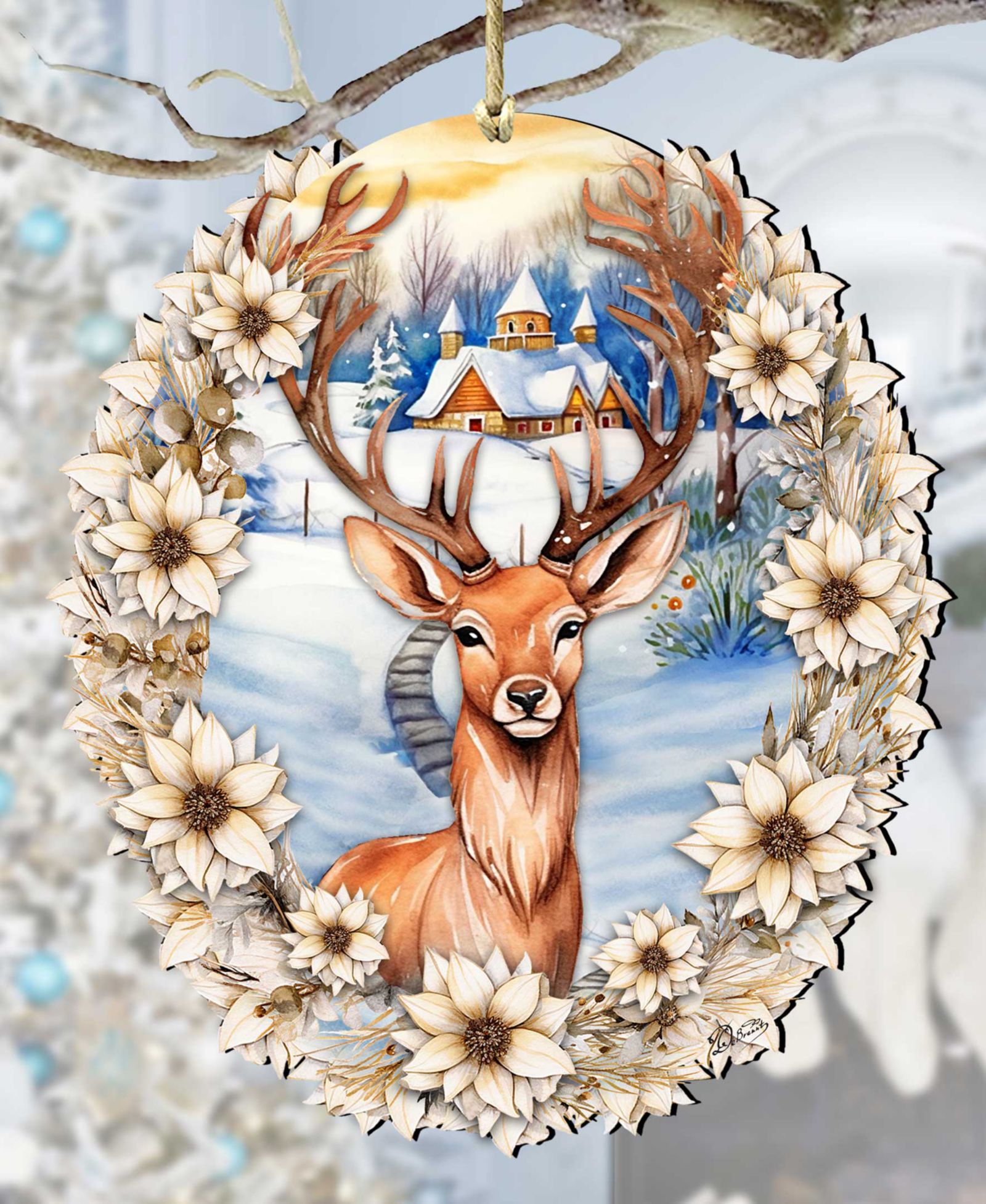 Designocracy деревянные елочные украшения Majestic Forest Deer