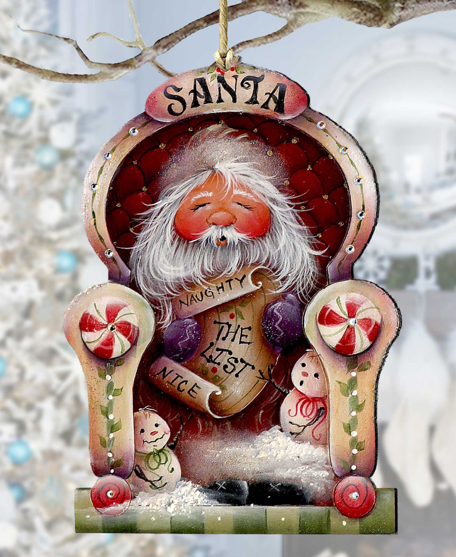Designocracy рождественские деревянные украшения Santa Checking his List