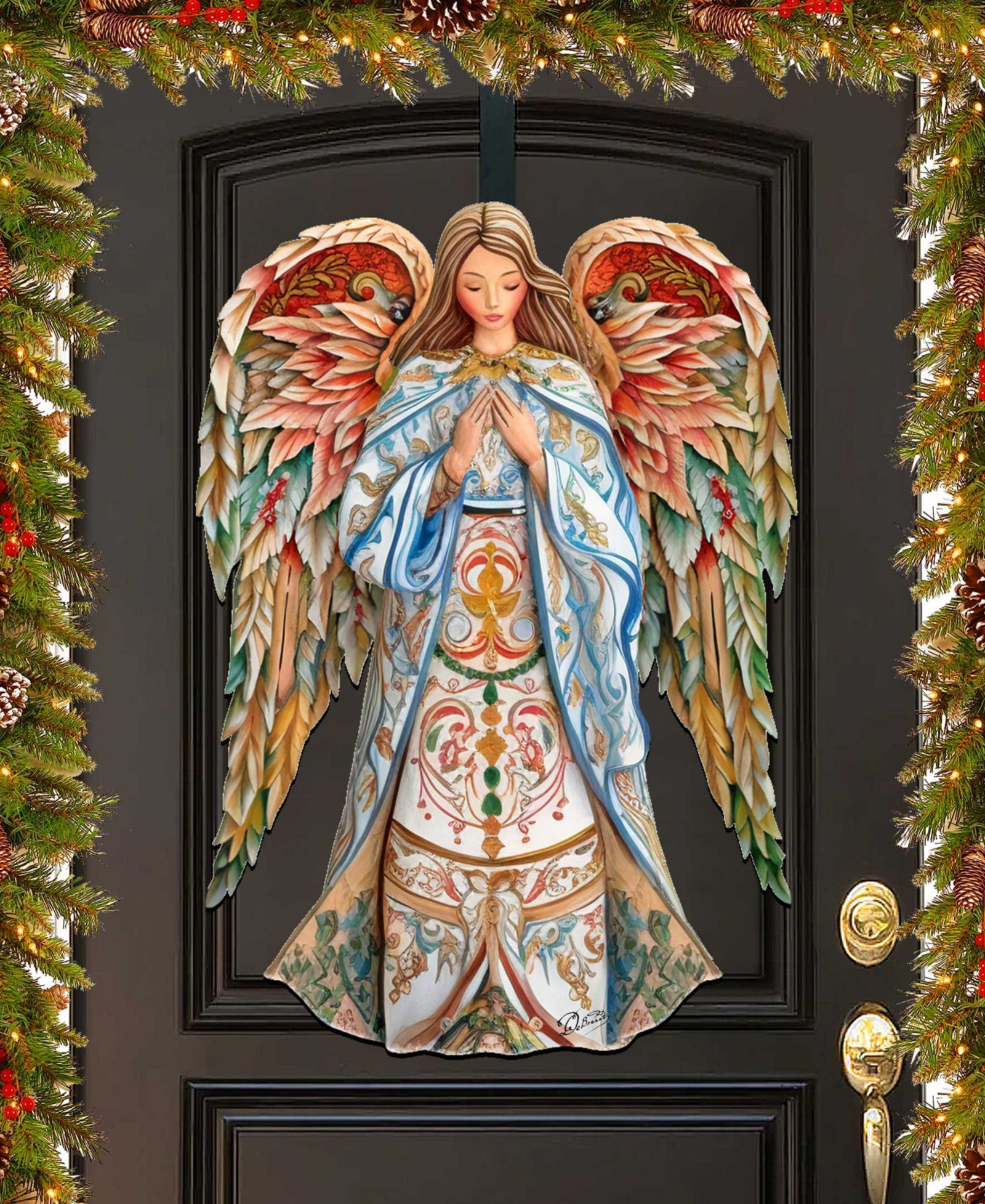 Деревянный декор для двери Designocracy Elegant Angel of Hope Christmas G. DeBrekht