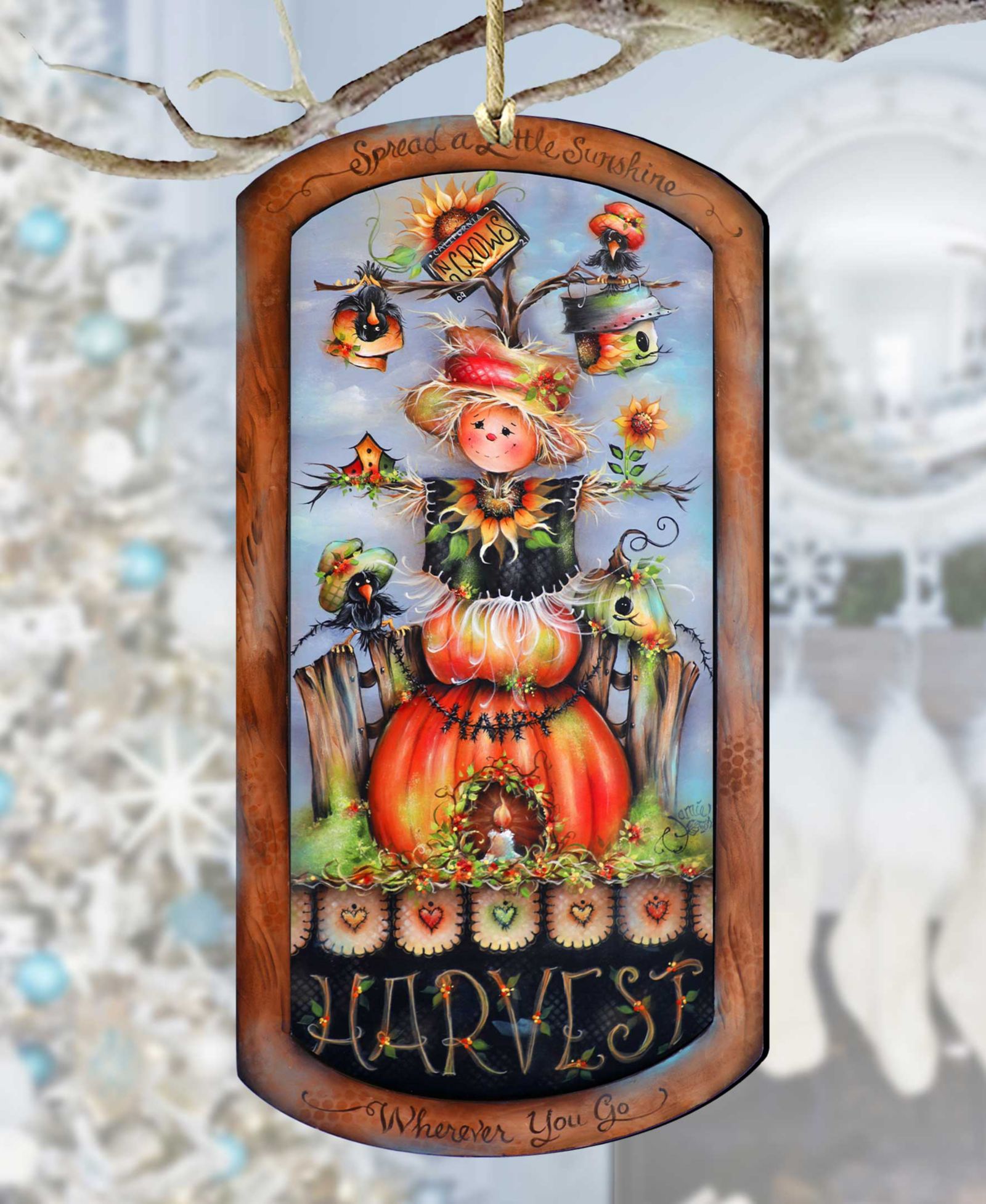 Designocracy деревянные елочные украшения Harvest Pumpkin