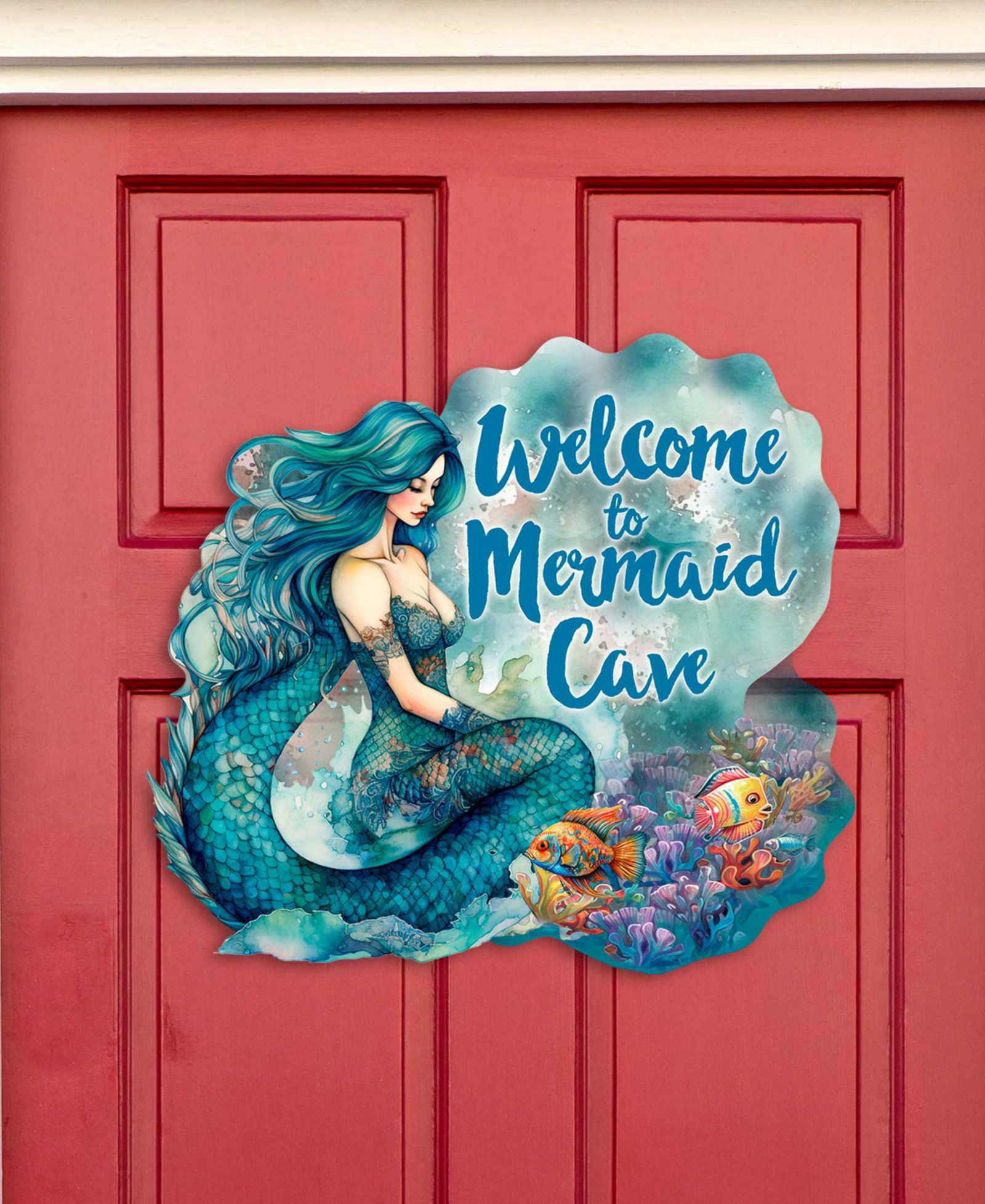 Декоративная деревянная табличка Designocracy Welcome to Mermaid Cave