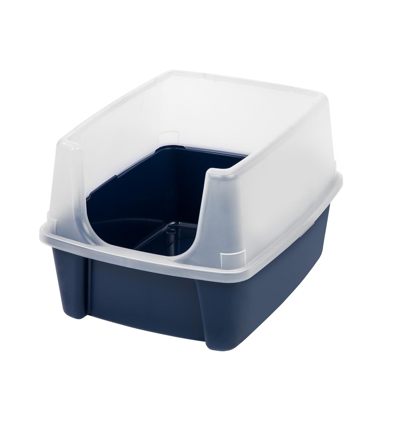 IRIS Open Top Cat Litter Box with Shield, Navy