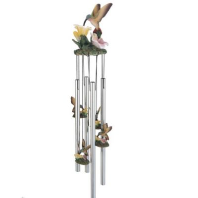 23" Long Hummingbird with Flower Round Top Wind Chime