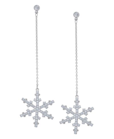 Macy's Серьги-подвески Snowflake с кубическим цирконием