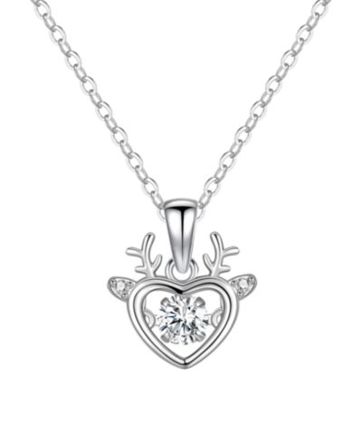 Подвеска Macy's Cubic Zirconia Heart Reindeer Necklace