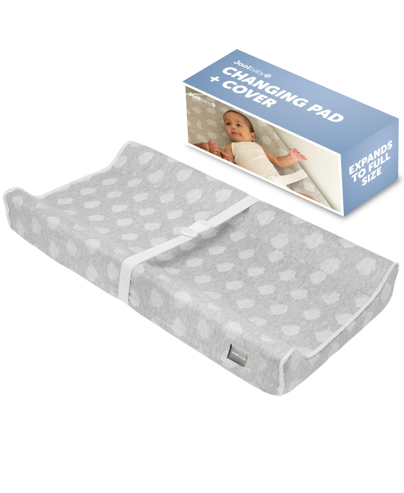 Jool Baby Soft Changing Pad + Washable Cover, Non-Slip - Fits Standard Changing Tables & Dressers (Gray)