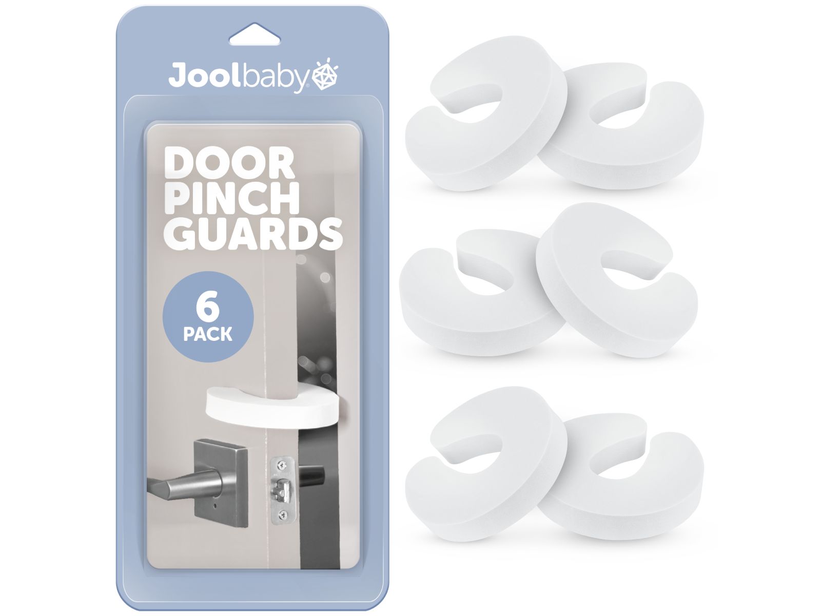 Jool Baby Toddler Jool Door Pinch Guards (6 Pack) – Slam Preventer – Babyproof Doors to Avoid Pinched Fingers & Door Slamming, Keep Pets from Getting Locked In