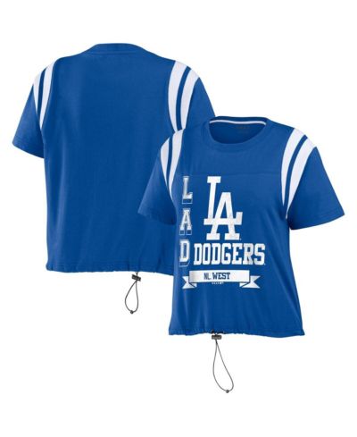 Women's WEAR by Erin Andrews Royal Los Angeles Dodgers Cinched Colorblock T-shirt