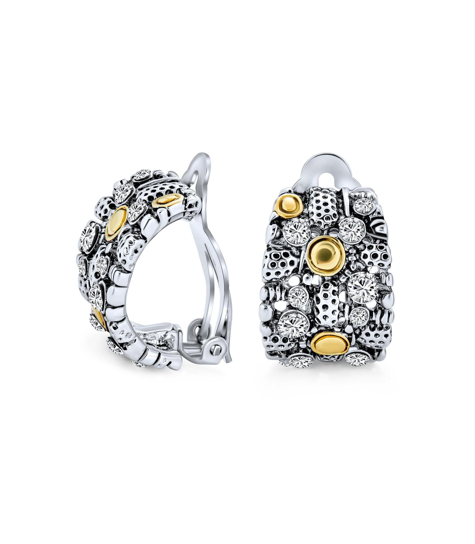 Bling Jewelry серьги-кольца в стиле стимпанк, широкие, с клипсой, позолота с оксидированием