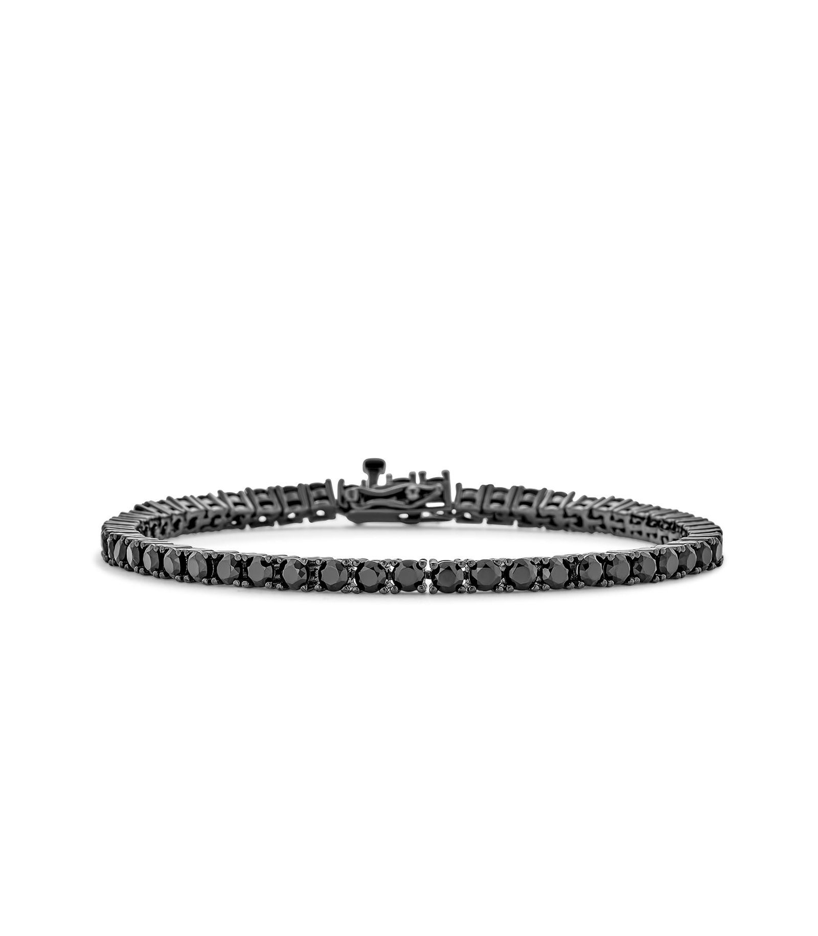 Bling Jewelry Браслет Tennis Bracelet с черным CZ, Sterling Silver