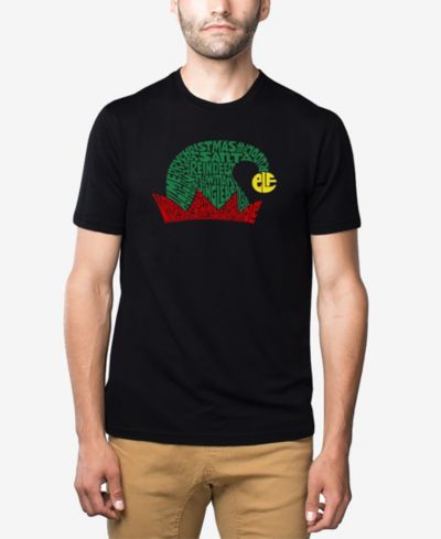 LA Pop Art Men's Cotton/Poly Blend Word Art T-shirt - Christmas Elf Hat