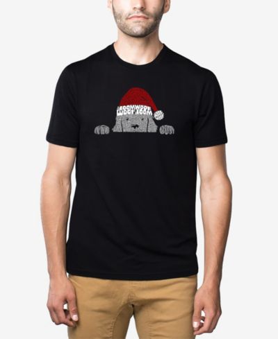 LA Pop Art Men's Cotton/Poly Blend Word Art T-shirt - Christmas Dog
