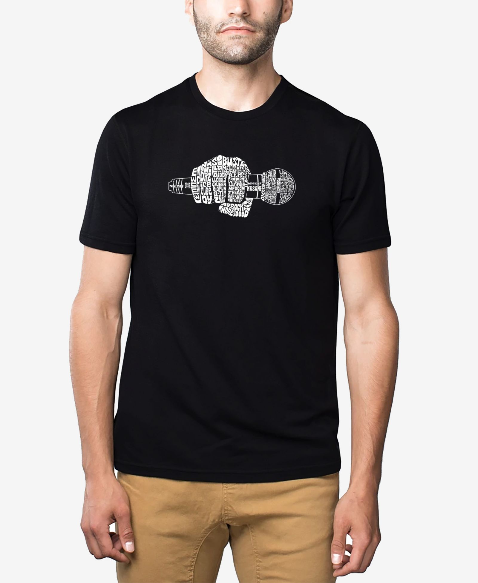 LA Pop Art Men's Cotton/Poly Blend Word Art T-shirt - 90s Rappers Microphone