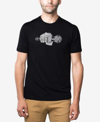 LA Pop Art Men's Cotton/Poly Blend Word Art T-shirt - 90s Rappers Microphone