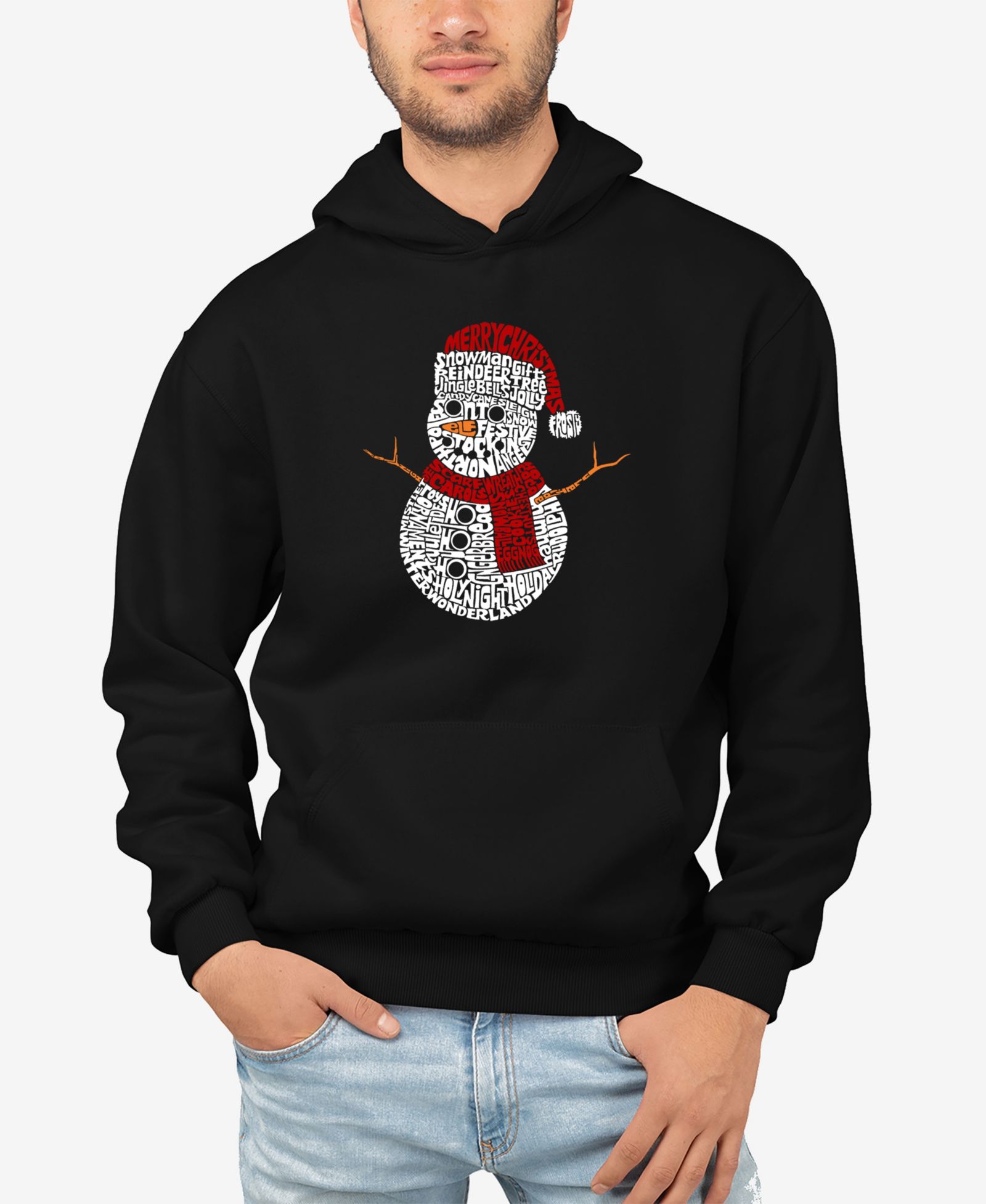 Мужской свитшот с капюшоном LA Pop Art Christmas Snowman Word Art