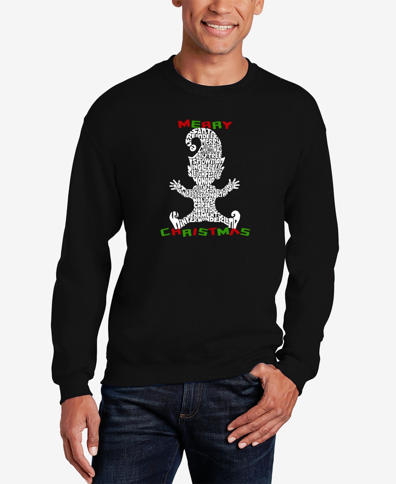 LA Pop Art Мужская свитшот с принтом Christmas Elf Word Art