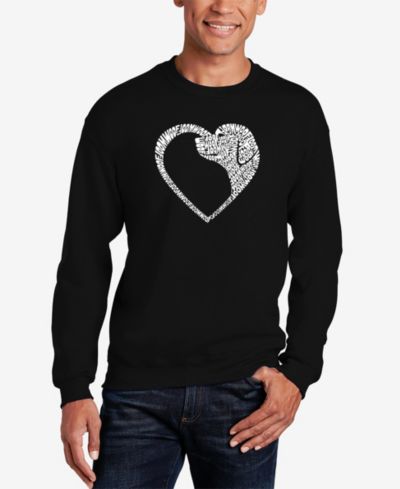 LA Pop Art Men's Dog Heart Word Art Crewneck Sweatshirt