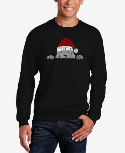 LA Pop Art Мужской свитшот с принтом собаки, Christmas Peeking Dog