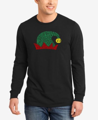 Мужская футболка с длинным рукавом LA Pop Art Christmas Elf Hat Word Art