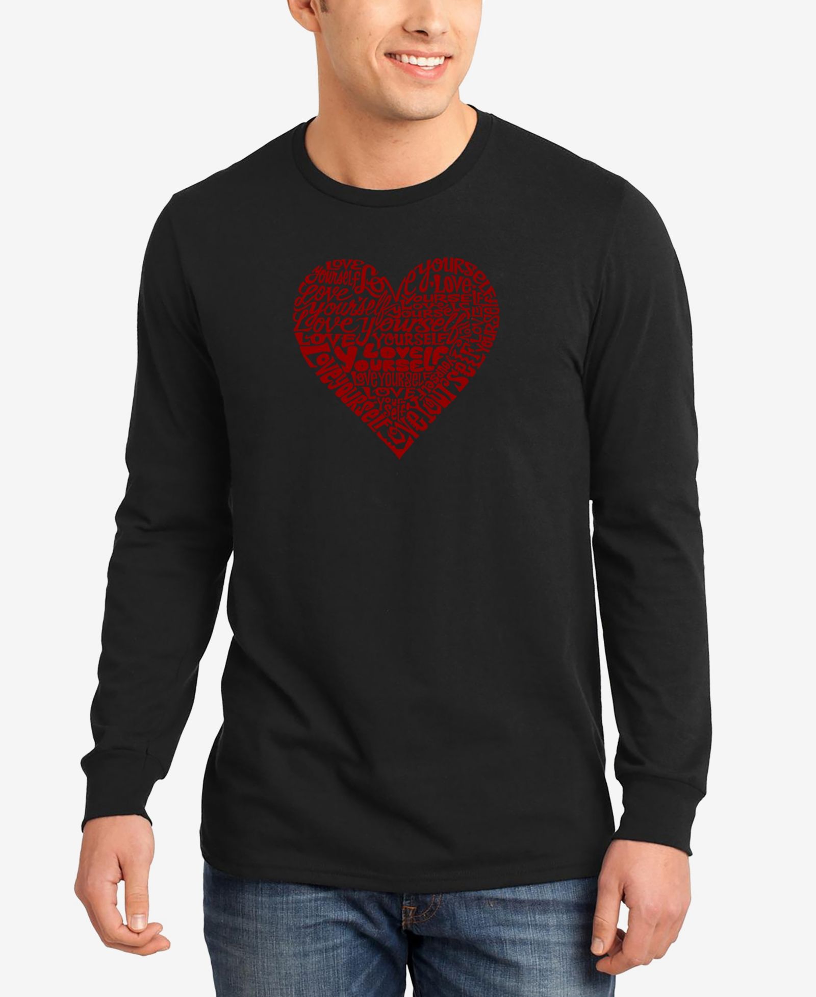 LA Pop Art Men's Love Yourself Word Art Long Sleeve T-shirt