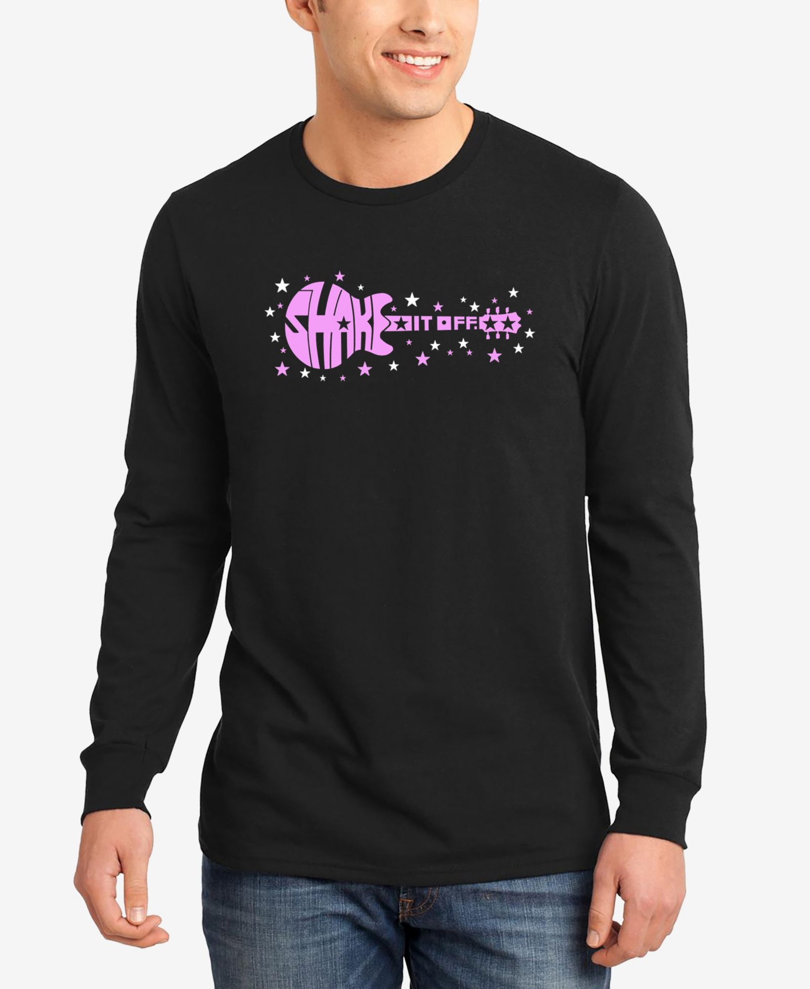 LA Pop Art Men's Shake it Off Word Art Long Sleeve T-shirt