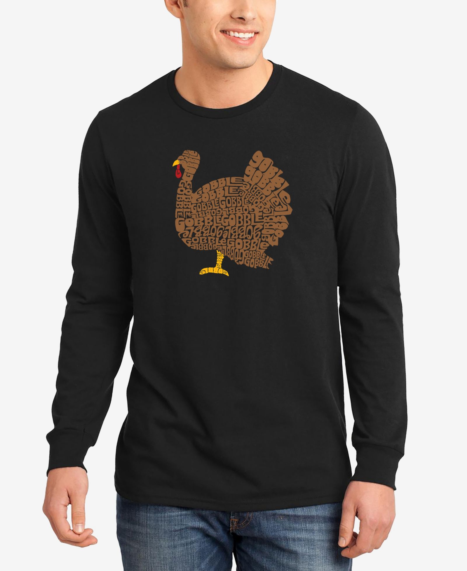 LA Pop Art Men's Thanksgiving Word Art Long Sleeve T-shirt