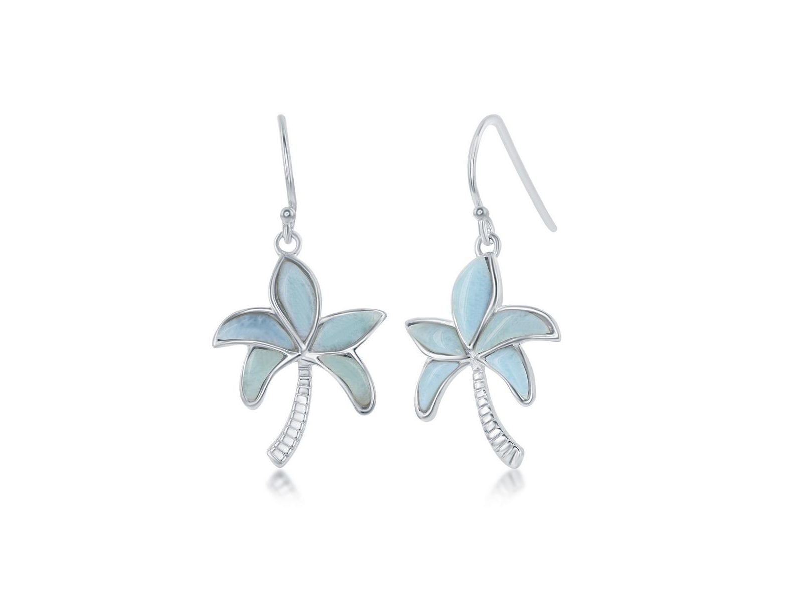 Серьги Caribbean Treasures Sterling Silver Larimar Palm Tree