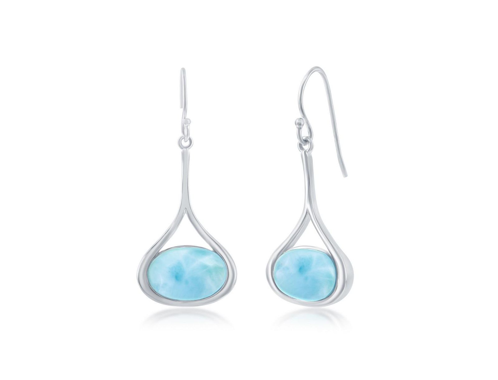 Серьги-подвески Sterling Silver Long Oval Larimar