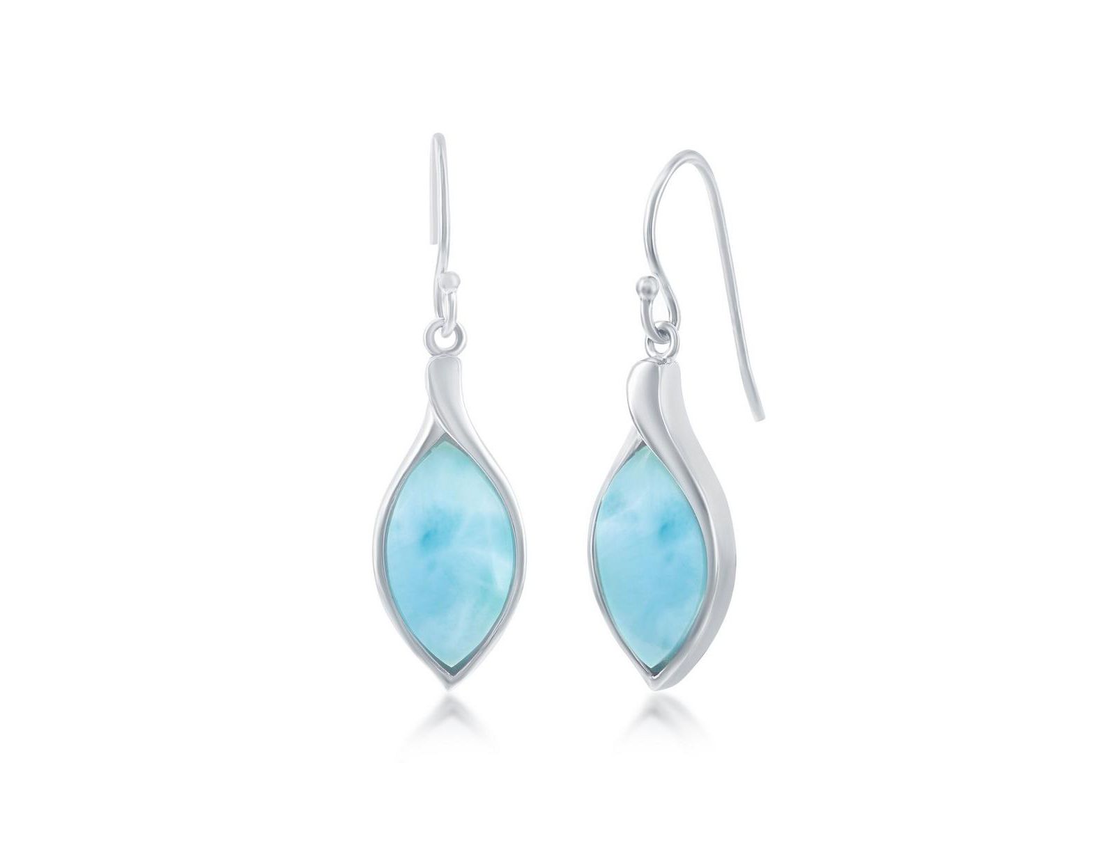 Sterling Silver Marquise Larimar Dangle Earrings