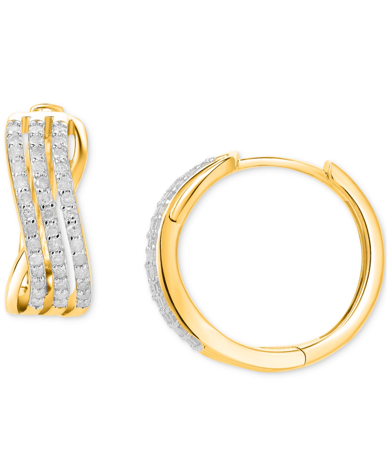 Серьги-кольца Diamond Twist Small Hoop в 14k Gold-Plated Sterling Silver