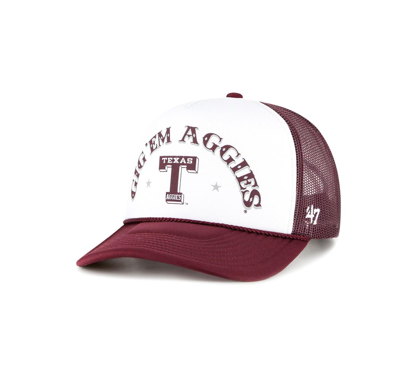 '47 Brand Мужская бейска trucker с пенопластовым фронтом, цвета White и Maroon, Texas A&M Aggies