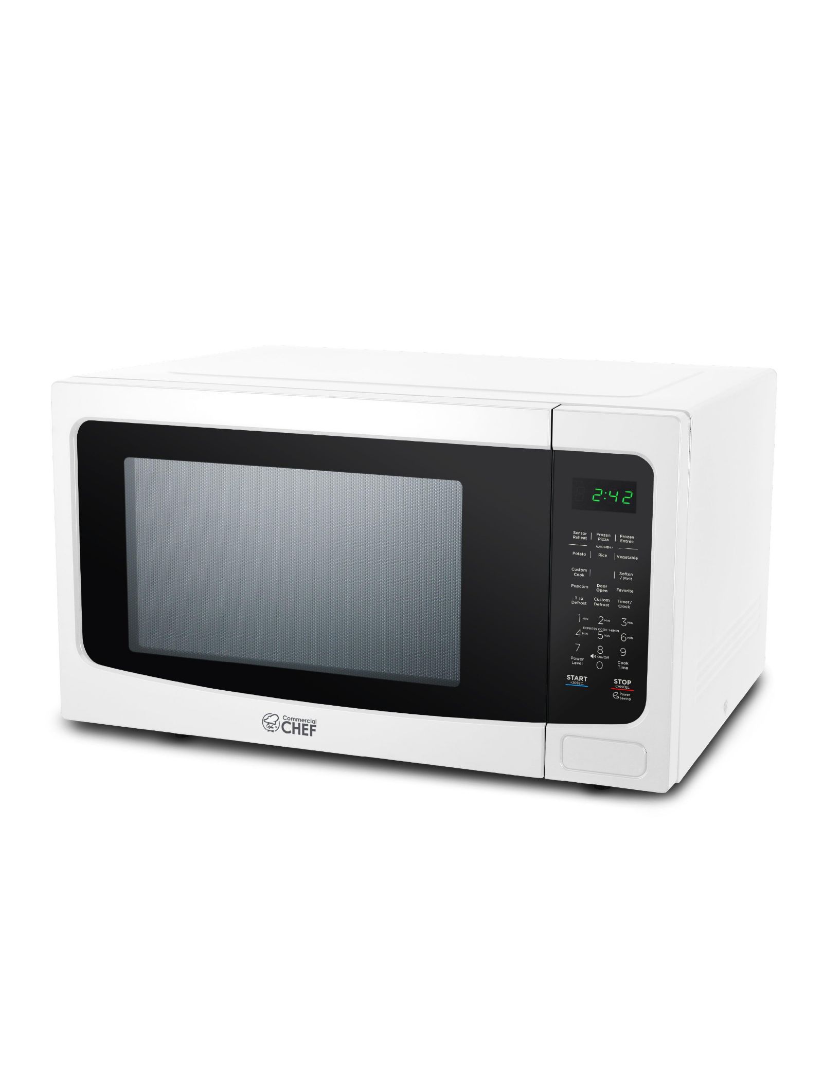 COMMERCIAL CHEF 1.6 Cubic Foot Microwave with 10 Power Levels, Push Button Child Safety Lock