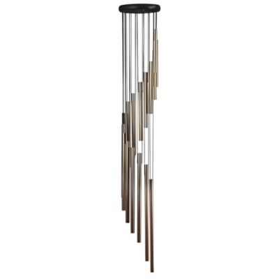 FC Design 37" Long Wood Top Spiral Silver Wind Chime Home Decor Perfect Gift for House Warming, Holidays and Birthdays