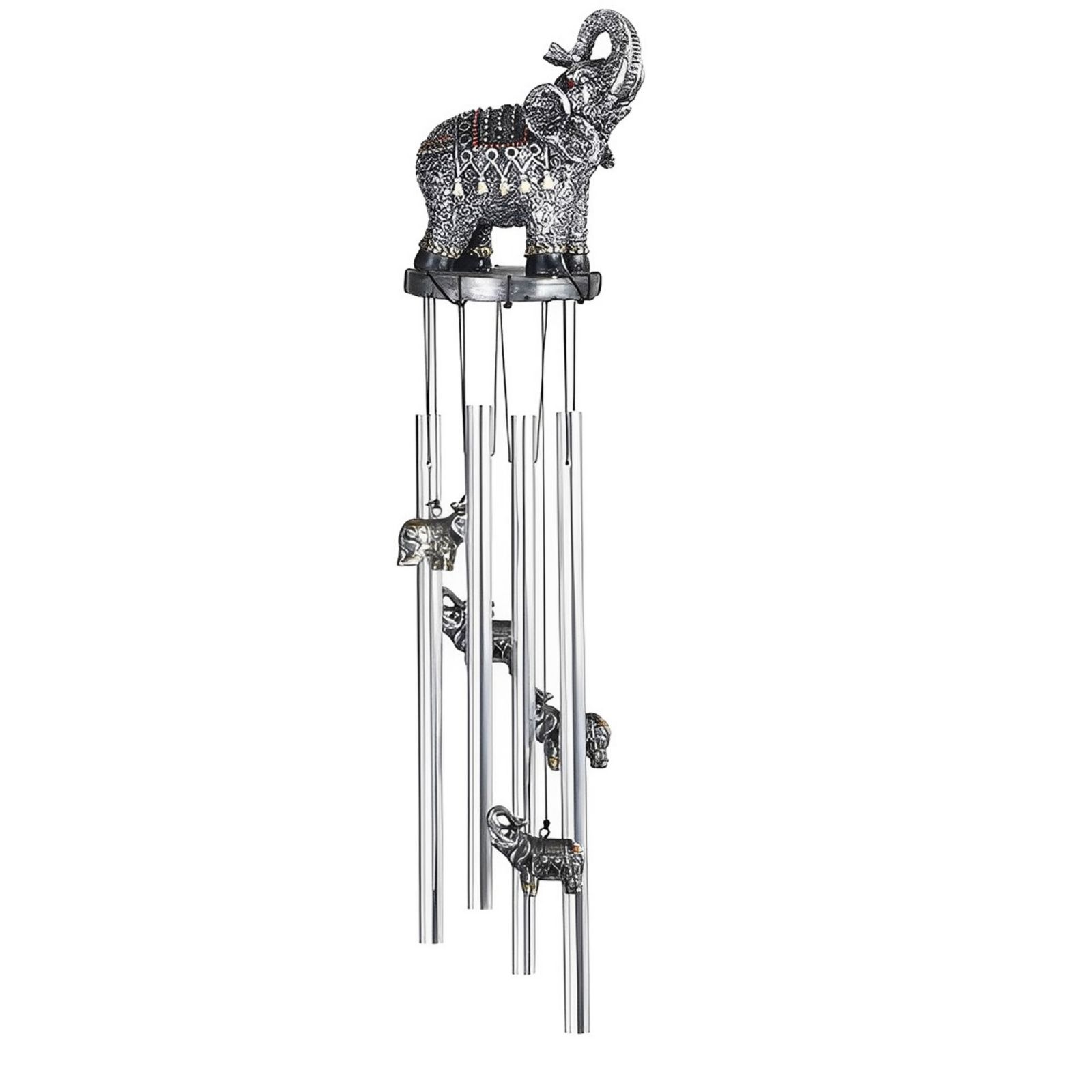 FC Design 23" Long Thai Elephant with Trunk Up Round Top Wind Chime Home Decor Perfect Gift for House Warming, Holidays and Birthdays