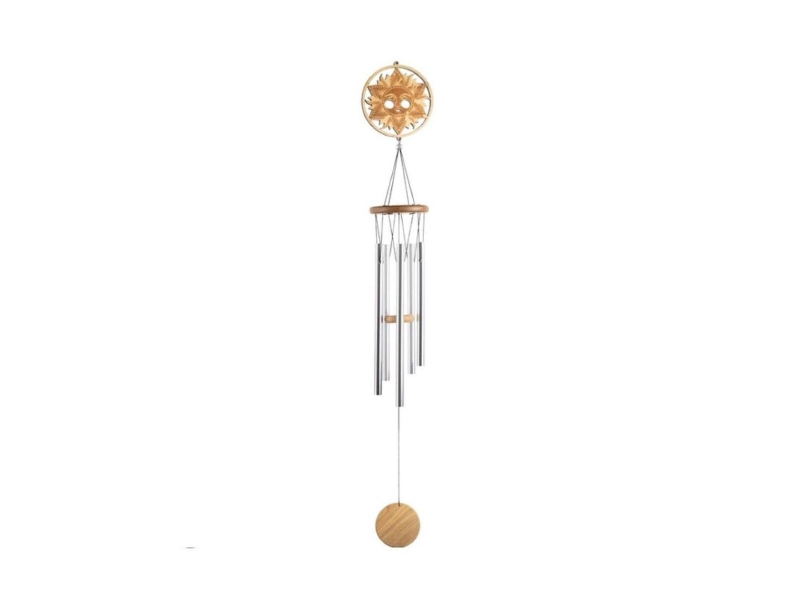 34" Long Wood Silhouette Sun Wind Chime
