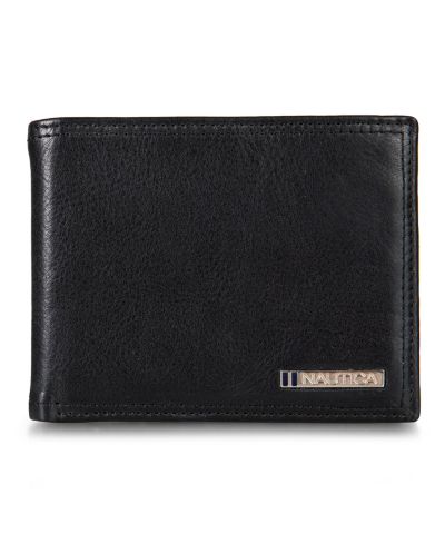 Nautica Men's Enameled Logo Leather Bifold Wallet
