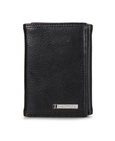 Nautica Men's Enameled Logo Leather Trifold Wallet