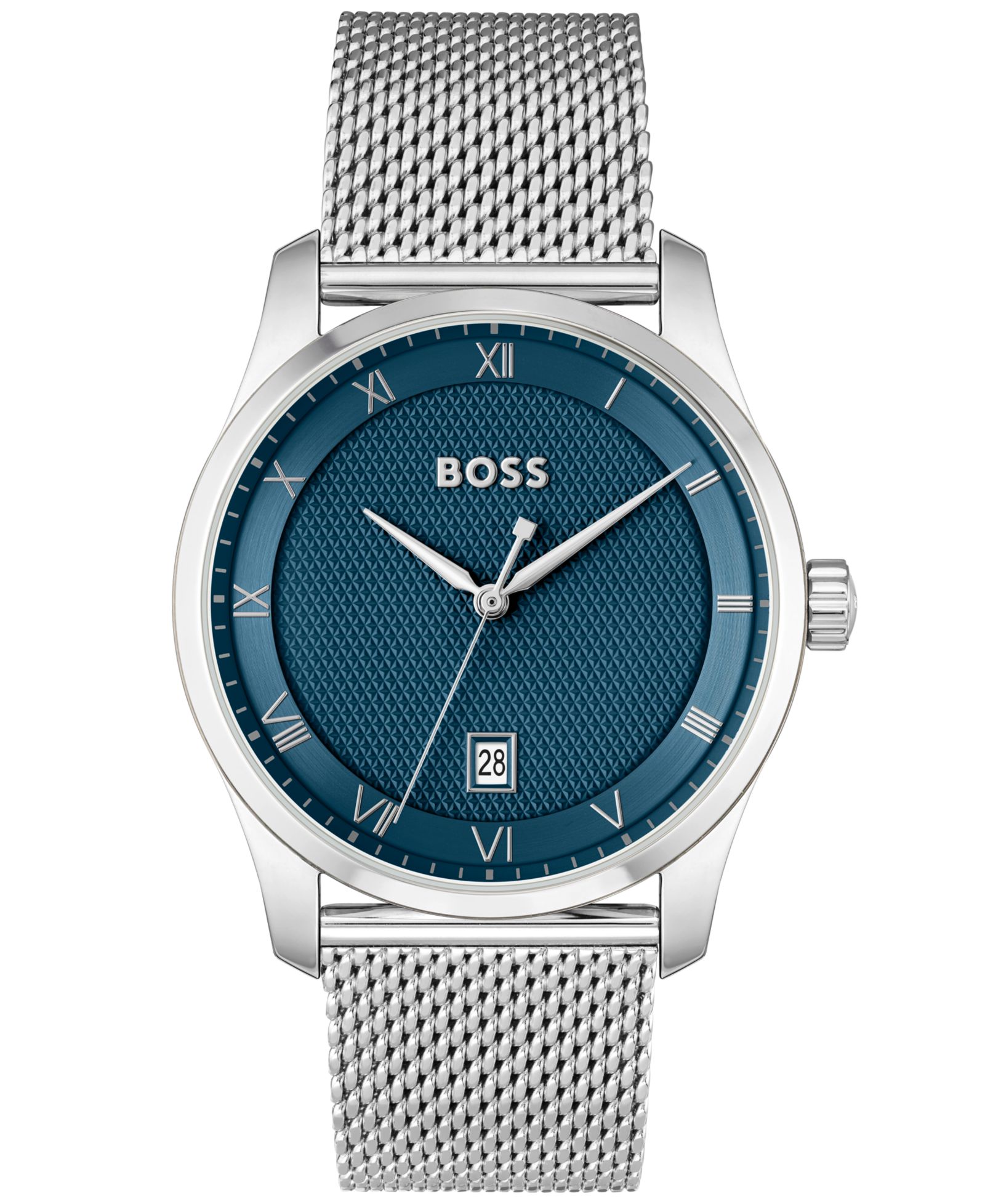 HUGO BOSS Men's Principle Quartz Basic Calendar Silver-Tone Stainless Steel Watch 41mm