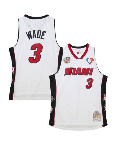 Men's and Women's Mitchell & Ness Dwyane Wade White Miami Heat Hall of Fame Class of 2023 Throwback Swingman Jersey
