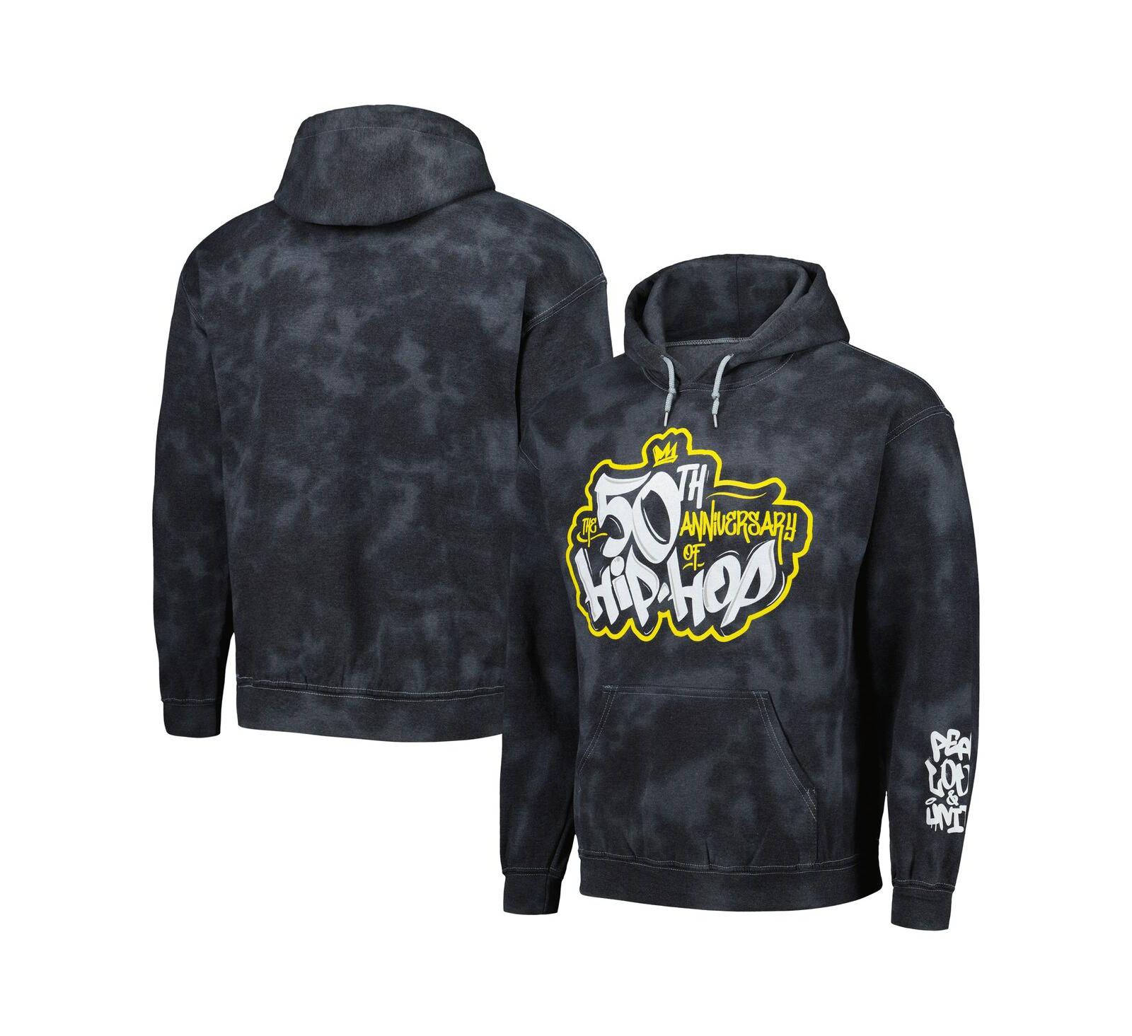 Men's Black 50th Anniversary of Hip Hop Washed Graphic Pullover Hoodie